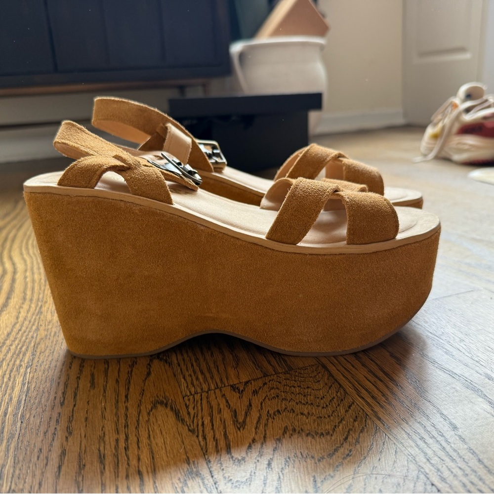 Brown Suede Platform Sandals